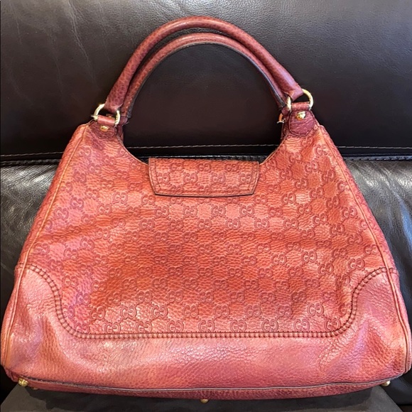 GUCCI EUC Red Leather Guccissima Horse-bit Handbag - Picture 2 of 7
